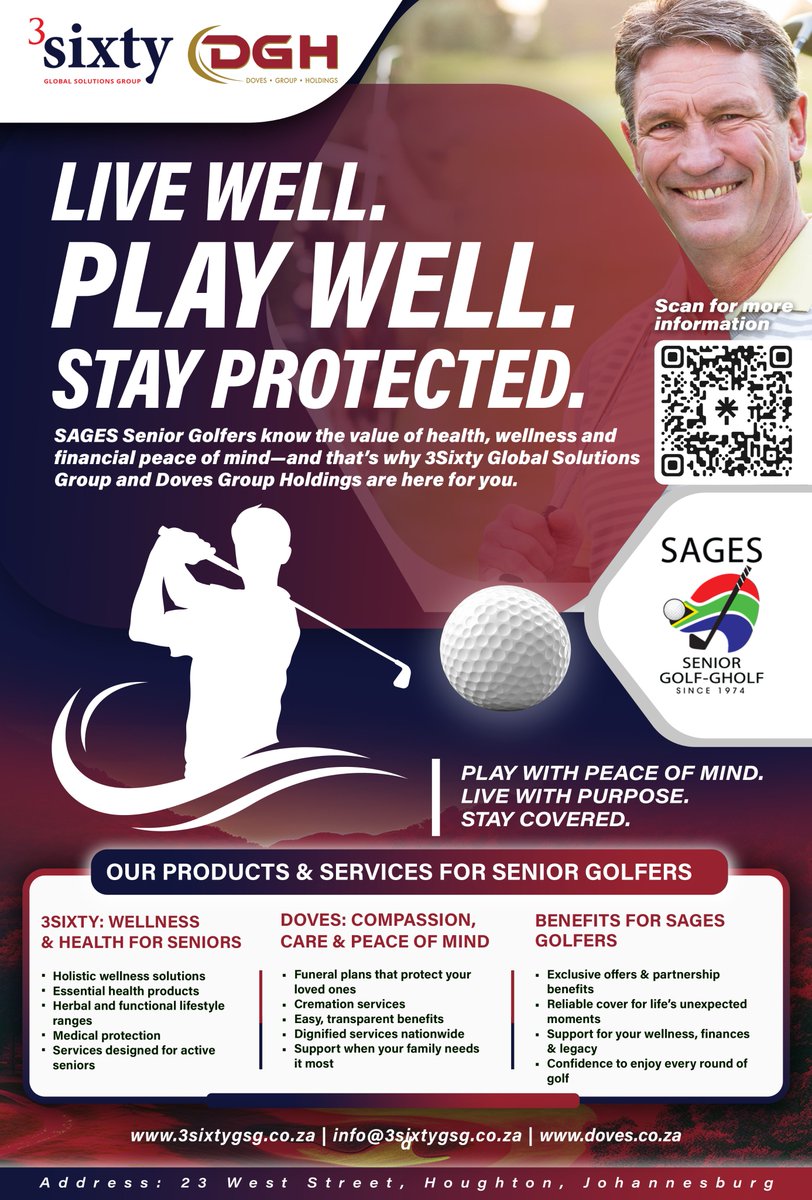 Flu_Artem's tweet photo. 3Sixty Global Solutions Group and Doves Group Holdings are proud to support SAGES Senior Golfers—helping you live well, play well, and stay protected.

#SupportingChampions #SeniorGolf #3SixtyGlobal #DovesGroup #SAGES https://t.co/WTcSEGW06t