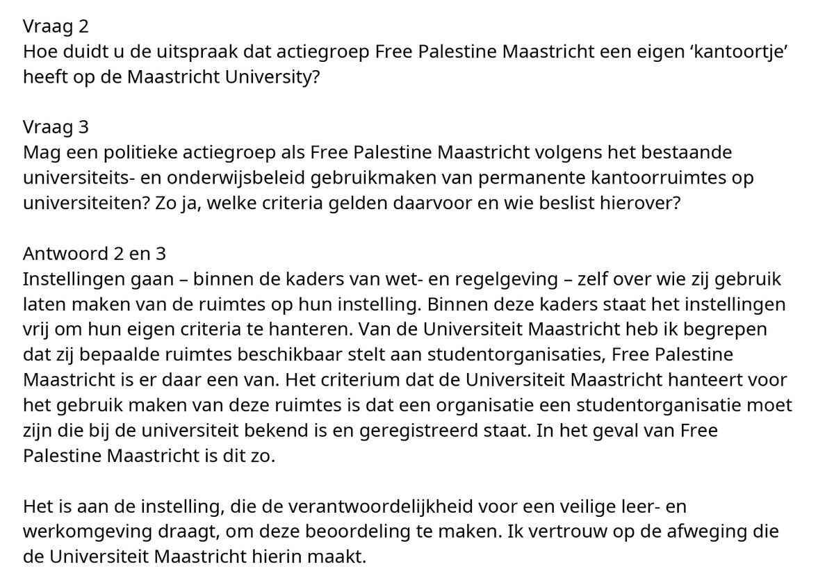 BenedictJansse2's tweet photo. @ChrisAalberts Minister #Letschert over bestuursvoorzitter Letschert: 'Ik vertrouw op de afweging die de Universiteit Maastricht hierin maakt'. #wceend. https://t.co/gkSJbvRLo8