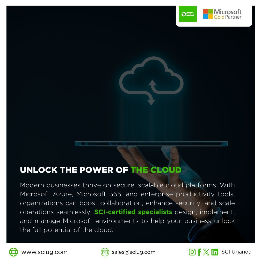 SCIUganda's tweet image. Take your business to the cloud with confidence! 
With Microsoft Azure and 365, SCI Uganda’s certified specialists ensure secure, scalable, and efficient cloud solutions tailored for your organization.

📧 sales@sciug.com | 📞 +256 312 351700

#Microsoft365 #Azure #CloudSolutions
