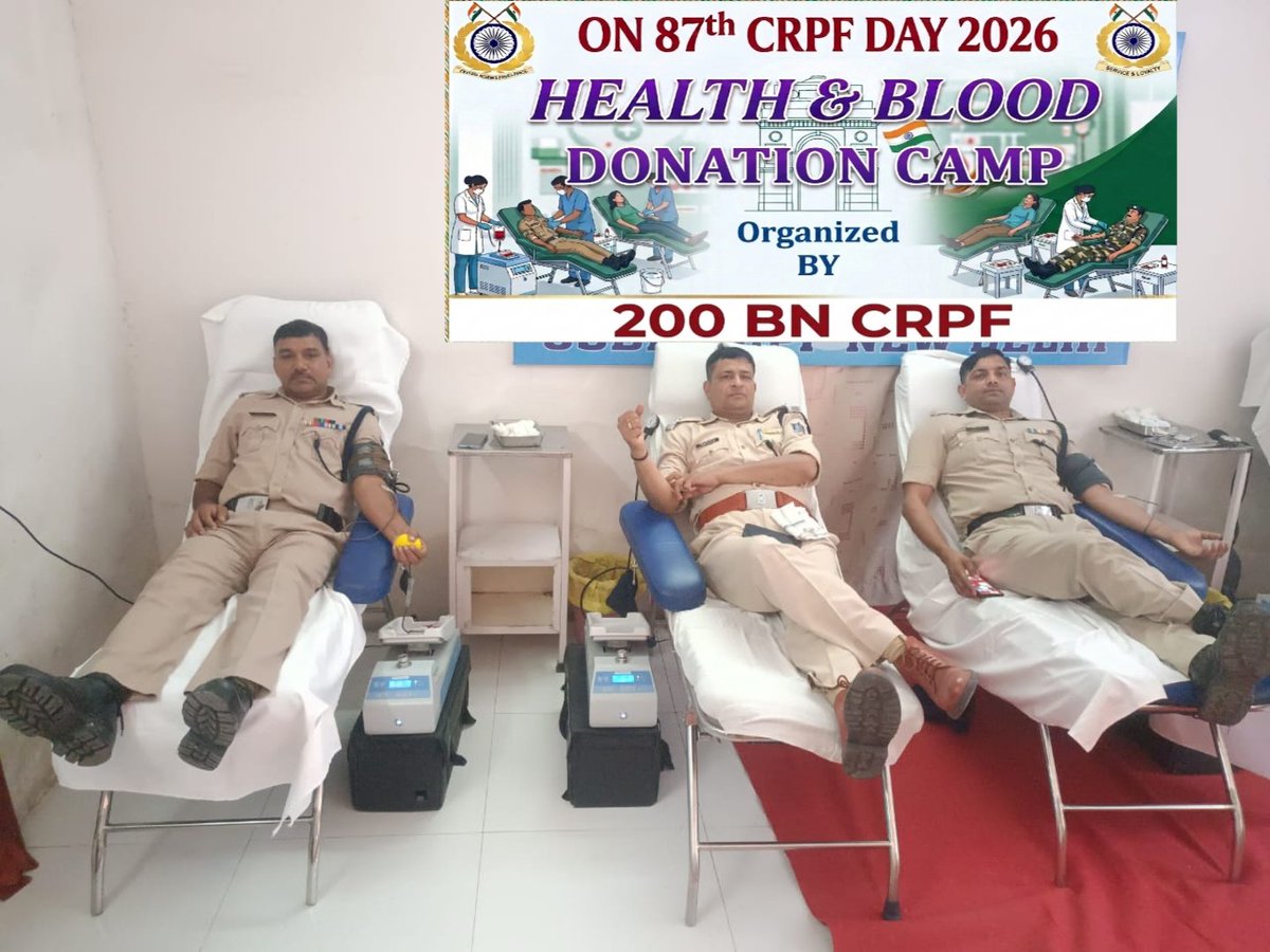 "You Can’t Buy A Life For Someone With Money, But You Can Save A Life Of Someone By Donating Blood To Him.” 87th CRPF DAY 2026 " 200Bn of <a href="/crpfindia/">🇮🇳CRPF🇮🇳</a>
 organised Blood donation camp at New Delhi. <a href="/MPSECTORCRPF/">MP SECTOR CRPF</a> <a href="/igpnscrpf/">CRPF Northern Sector</a>