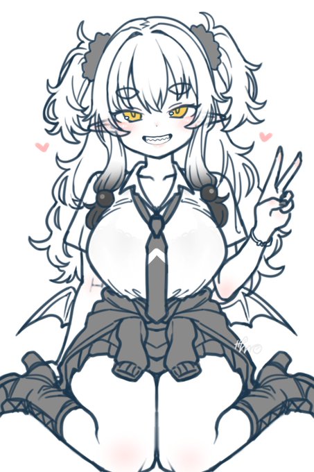 巷でギャルが流行っているらしいので、ギャルモノクロちゃんのラフを描くなどしました、。