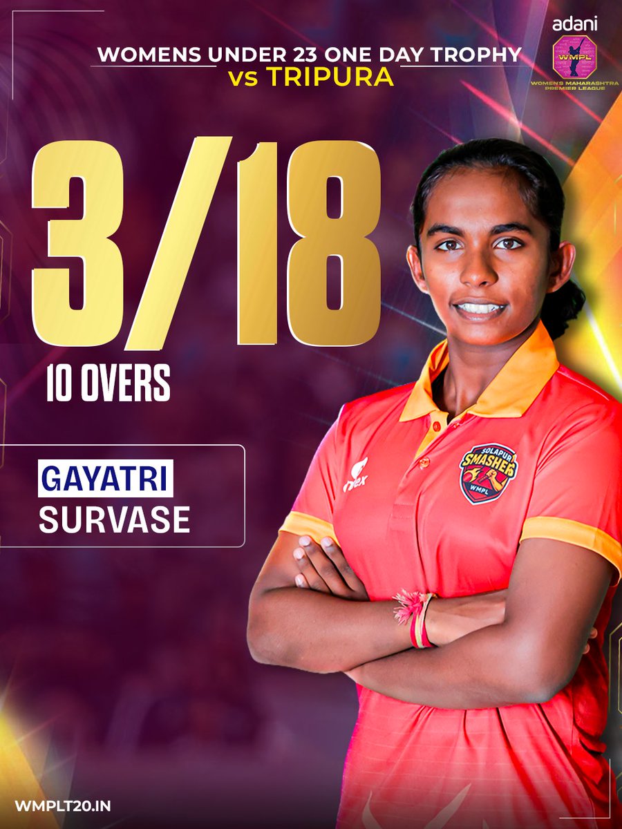 wmpltournament's tweet photo. Top performance on display, as Maharashtra take a 9 wicket victory ✌🏻

[Adani Women’s Maharashtra Premier League, Adani WMPL 2025, Cricket, India]

#ThisIsMahaCricket
#AdaniWomensMaharashtraPremierLeague #WMPL #WMPL2025 #womenscricket https://t.co/cZTxMrUI5t