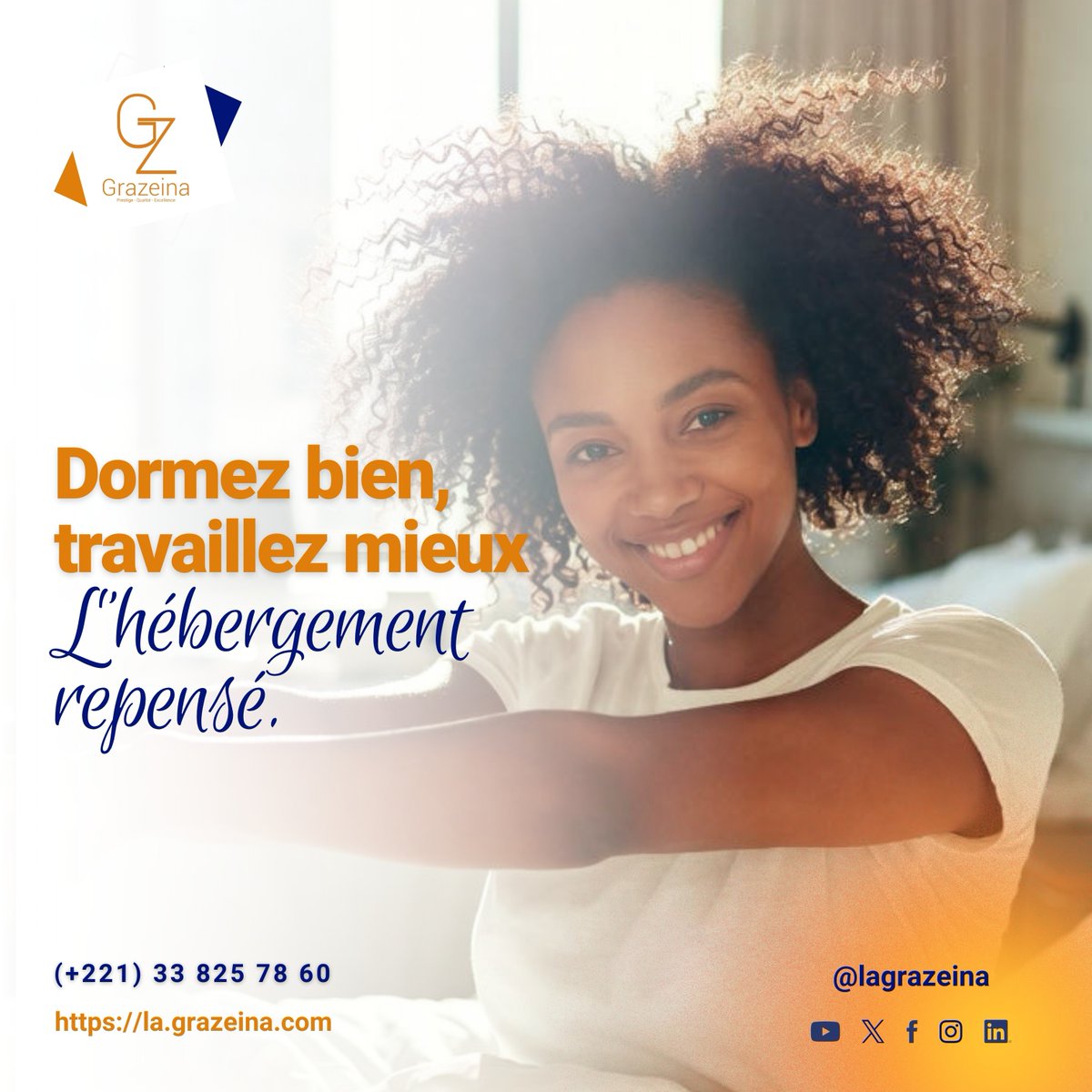 grazeina's tweet photo. Dormez bien, travaillez mieux, l’hébergement repensé

📩 reservation@grazeina.com
 📞33 825 78 60 | 76 568 24 73
🌐 https://t.co/6v6dZ2T71X https://t.co/x60oX2LndC