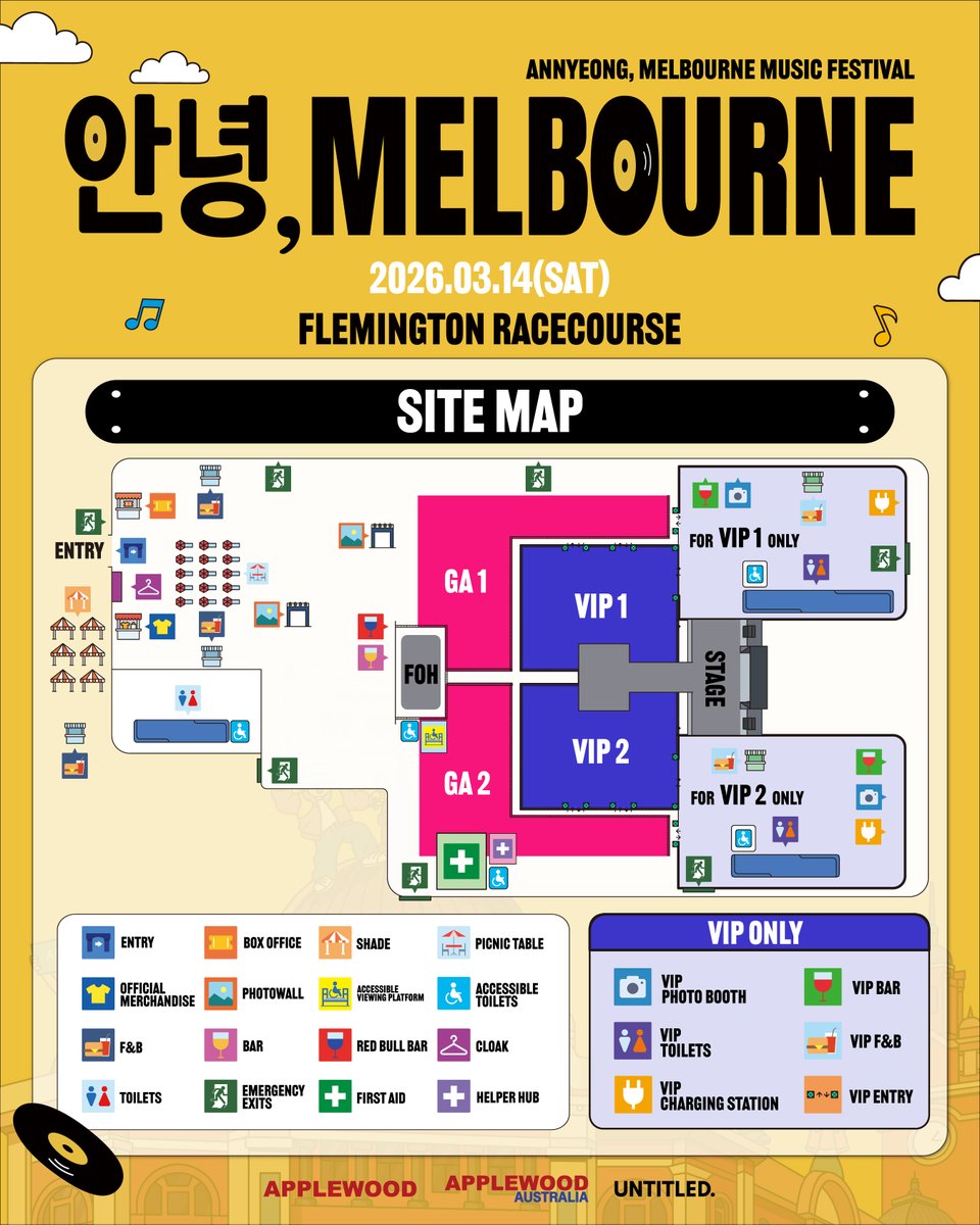 applewood_kr's tweet photo. 💛 Annyeong Melbourne Festival is almost here! 💛

Everything you need to know before the show is here!
Check the directory, timetable, prohibited items, and what to bring in advance.
Let’s keep the event safe and smooth for everyone 🎶 ✨

𝟮𝟬𝟮𝟲 [안녕, 𝗠𝗘𝗟𝗕𝗢𝗨𝗥𝗡𝗘] 𝗠𝗨𝗦𝗜𝗖 𝗙𝗘𝗦𝗧𝗜𝗩𝗔𝗟
📅 14 March 2026 (SAT)
📍 Flemington Racecourse
��� Ticket link : https://t.co/Zj1IVitLBU

#안녕_MELBOURNE
#ANNYEONG_MELBOURNE
#APPLEWOOD #APPLEWOODAUS
#ENHYPEN #TREASURE #TAEMIN
#JadeZoe #MowgliMay #KEENANTE