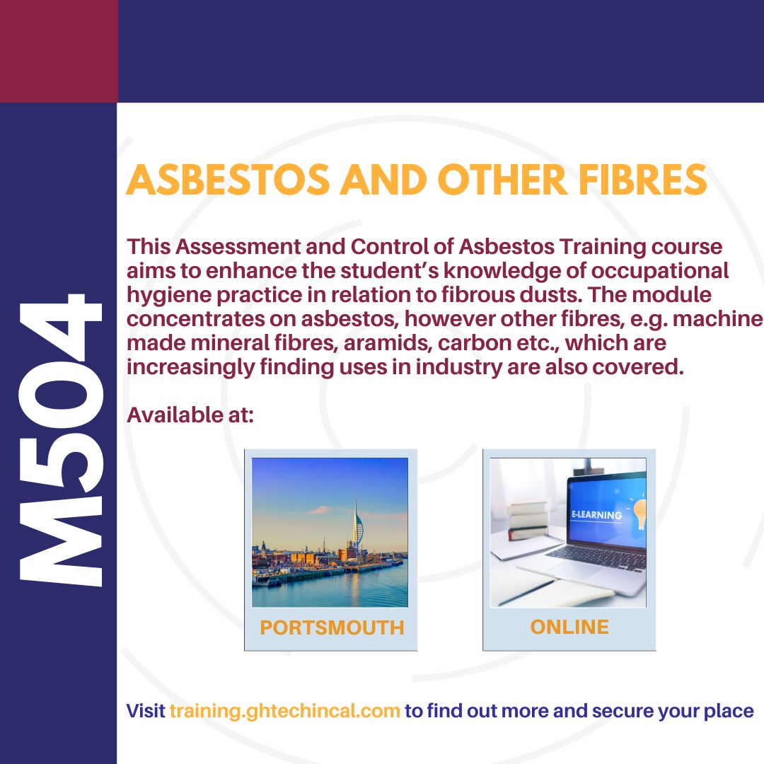 Trng_GHTech's tweet photo. 🚨 BOOK YOUR SPACE NOW🚨 

There is limited space available on the M504 Asbestos and Other Fibres course running live online 23rd March - 27th March 2026

Book Now, Pay Later 

https://t.co/NyLxkgSUVT 

MORE COURSES
📆 1st June 2026 - 5th June 
📆 21st September - 25th September https://t.co/kiq8XNdMYq
