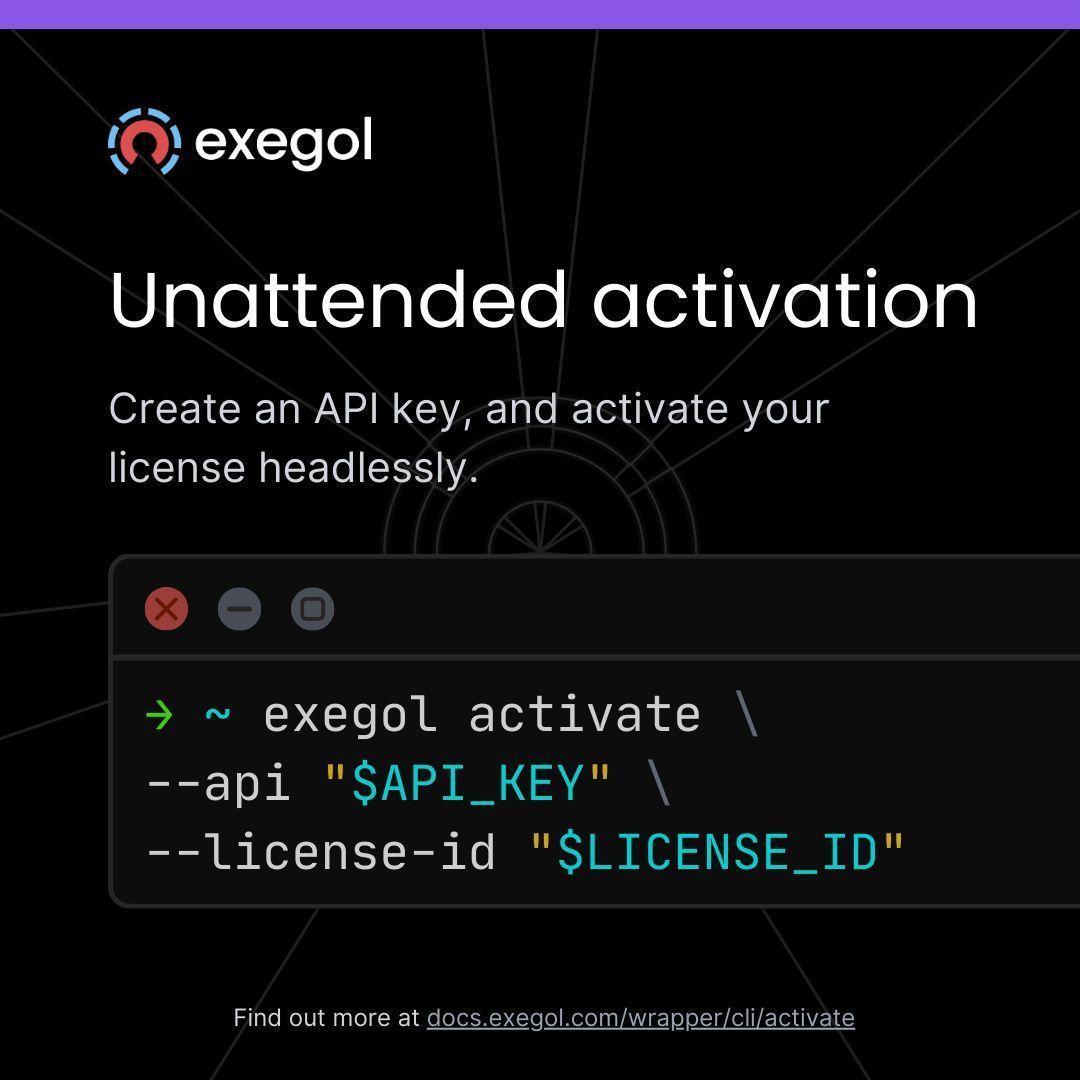 exegolHQ's tweet photo. Want to setup Exegol through pipelines or scripted setups? Unattended activation is now available for Pro and Enterprise users (through CLI options, or variable environments) https://t.co/7E4W7ySXHB