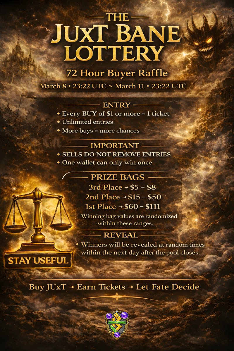 Lottery Contest:

Buy JUxT
pump.fun/coin/FUYXrRUk3…

#JuxtCoin #JUxT #Solana #Crypto #Memecoin #PumpFun
#OnChain #Crypto #Solana
#JuxtapositionCoin #Juxt #Solana #Crypto #MemeCoin #OnChain #love #despair #Fear #JOY

(AD – NFA – DYOR)