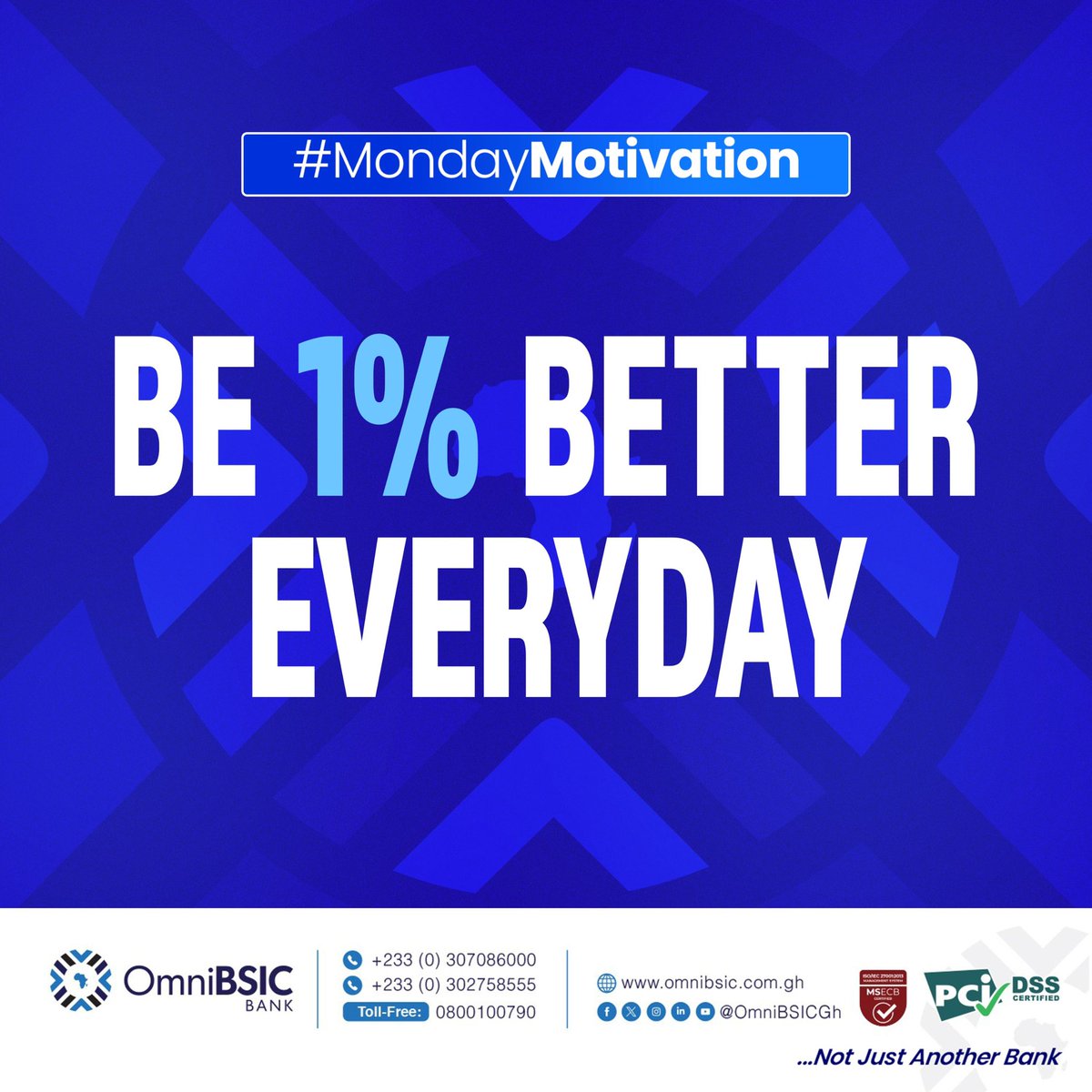 OmniBSICGh's tweet image. #MondayMotivaton: Everyday is a chance to better yourself 💙

#OmniBSICBank #BestBankInGhana #NotJustAnotherBank