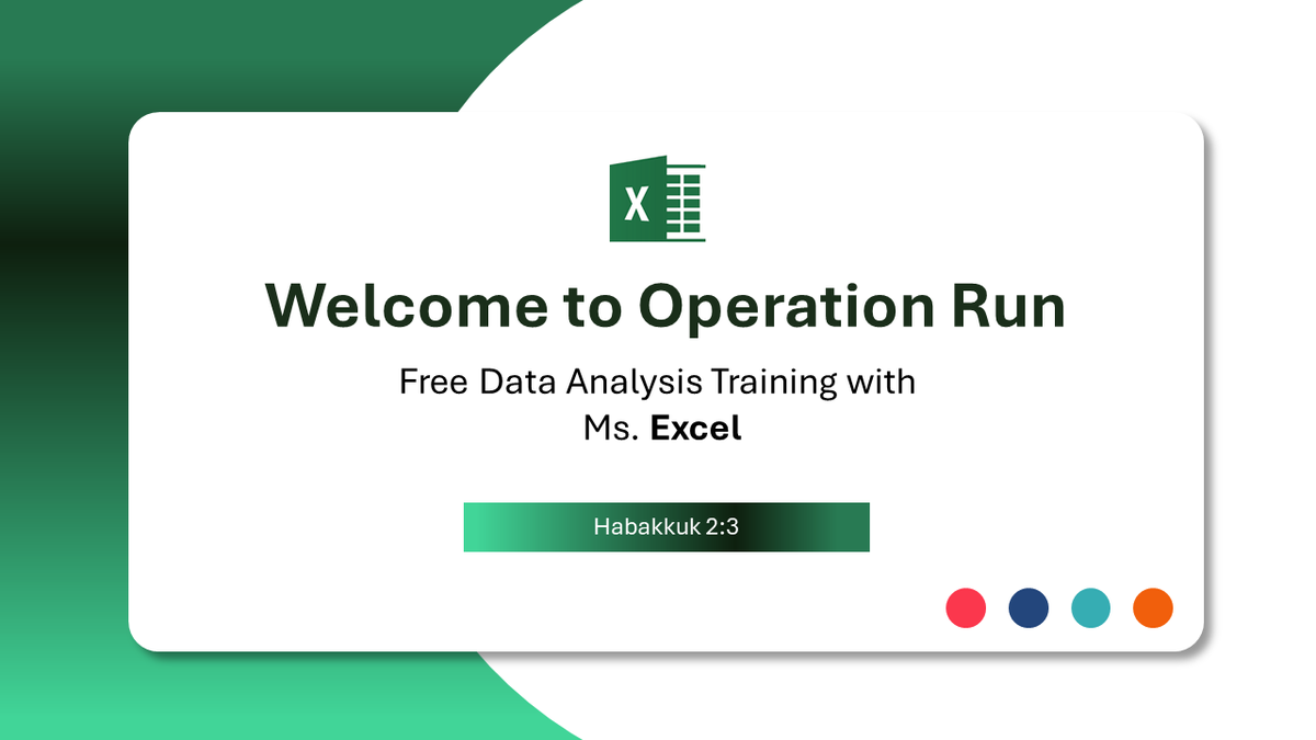 Olanrewaju_gab's tweet photo. Hi #datafam
I’ve been running a free Data Analysis & Excel class for everyone including young students in my community.
This is part of Operation Run, the outreach initiative of Living Faith Church (Winners’ Chapel). Operation Run is all about reaching people, adding value, and https://t.co/XxSVrvzpO9