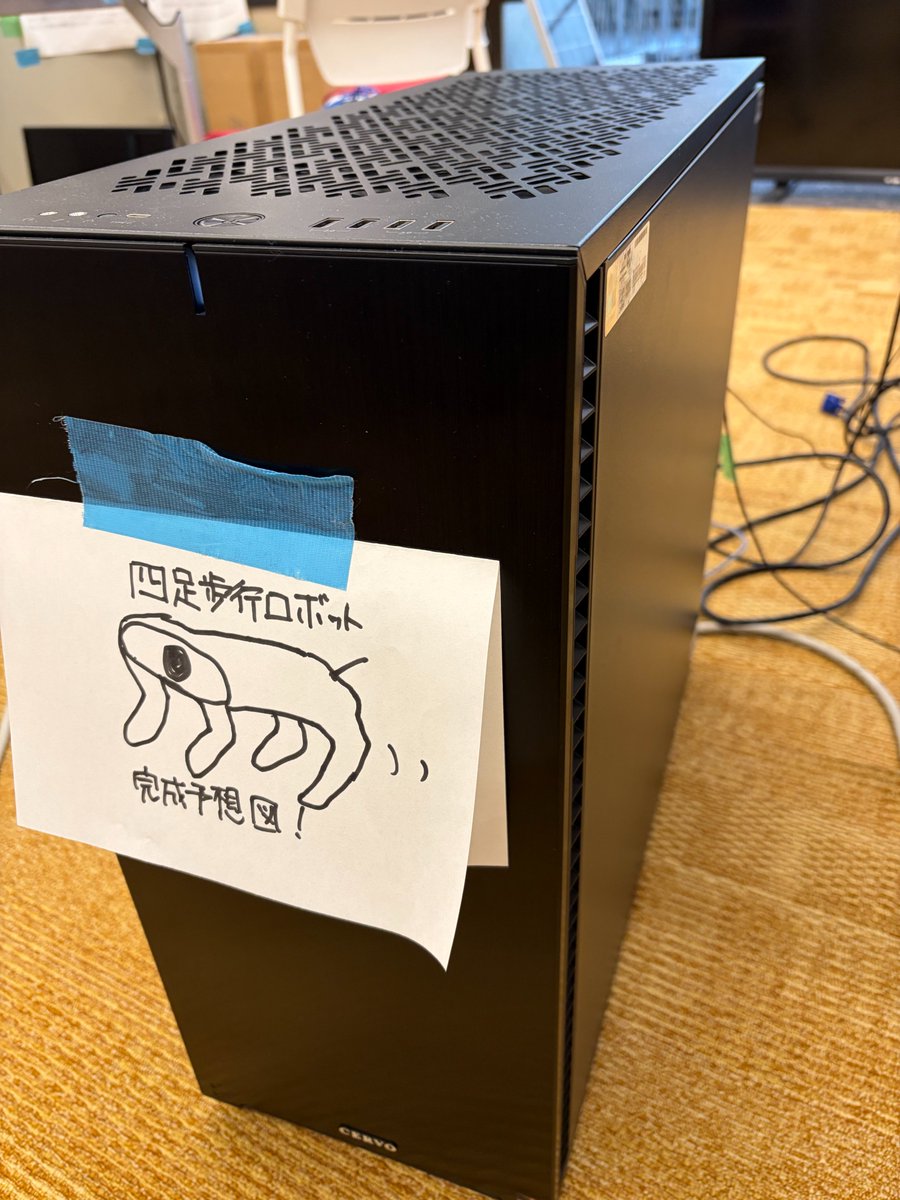 OECU_official's tweet photo. #ロボット が歩くか。
学部長が土下座するか。🙇‍♂️

3/20の #オープンキャンパス で #四足歩行ロボット を披露するプロジェクト始動！🐕

まずは学生がA6000を2枚刺し、強化学習PCをセットアップ。

残り11日。

間に合わなければ工学・情報通信工学部長の土下座写真をアップします。

#大阪電気通信大学 https://t.co/6mqiftsEaB