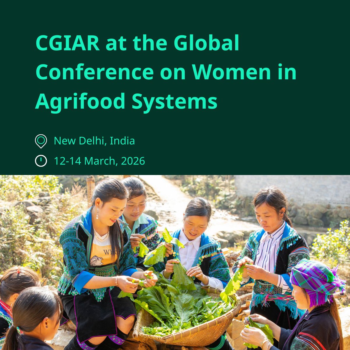 CGIAR's tweet image. At #GCWAS2026, CGIAR experts will highlight cutting-edge research, innovations, and partnerships that support women, men, and youth in #agrifood systems, with a focus on inclusive and sustainable development outcomes.

📆 March 12-14
ℹ on.cgiar.org/3M2Hjgi

 @CGIARgender