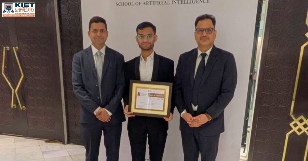 Kiet_edu's tweet image. Proud Moment for KIET 🎉

Arpan Jain, 4th year CSE student at KIET, wins at the 16th Aegis Graham Bell Awards – National Talent Hunt 2025 and earns a 100% scholarship for a PG program in AI &amp;amp; Data Science.

#KIET #StudentAchievement #Innovation #AI #DataScience