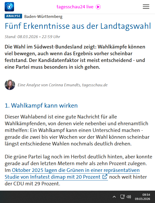 bornamuse's tweet photo. Was die #Tagesschau eigentlich sagen wollte:
#Schmutzkampagnen können wirken.

#Wählerschaft #LandtagswahlBW #landtagswahlenBaWü #Özdemir #Oezdemir #Grüne #Hagel #rehbrauneAugen #Ostdeutschland #GEZabschaffen #ARD #CDU https://t.co/tZ1DRZ9FWR