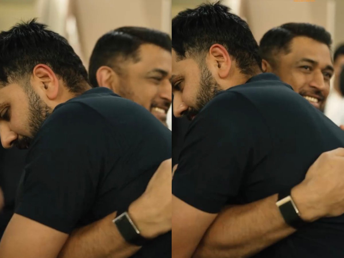 ROHIT SHARMA HUGGING MS DHONI WHEN INDIA WON THE T20 WORLD CUP 🥹