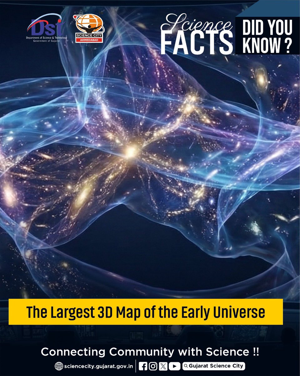 GujScienceCity's tweet image. Mapping the dawn of the universe! Astronomers reveal the largest 3D map of the early cosmos, uncovering galaxies and cosmic light from billions of years ago.#Astrophysics #ScienceNews #UniverseMysteries #SpaceScience #ExploreSpace #FutureOfScience #ScienceForAll 
@PMOIndia