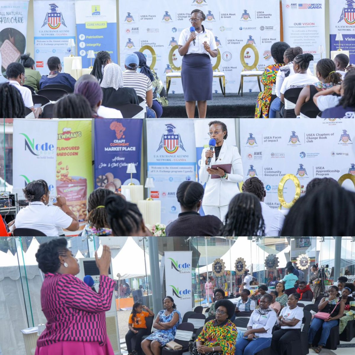 USAlumniUganda's tweet photo. 𝐄𝐦𝐩𝐨𝐰𝐞𝐫𝐢𝐧𝐠 𝐭𝐡𝐞 𝐅𝐮𝐭𝐮𝐫𝐞: 𝐀 𝐑𝐞𝐜𝐚𝐩 𝐨𝐟 𝐭𝐡𝐞 𝐈𝐖𝐃 𝐊𝐚𝐭𝐚𝐥𝐞 𝟐𝟎𝟐𝟔

On Saturday, March 7th, U.S. Exchange Alumni Uganda (USEA) and the @AweAlumnae - AWE Alumnae Association successfully hosted the Women Entrepreneurs Katale at UMA Lugogo.

The event served as a critical marketplace and enterprise development platform, connecting 200 women-led SMEs with regulatory bodies, financial institutions, and new markets. By prioritizing economic empowerment and compliance, we are ensuring that women-owned businesses are not just surviving, but thriving and scaling.

Thank you to our partners, including UIA, Newmans, @Node_Group Group, and @PepsiUganda , for investing in this vision.

A huge thank you to our exhibitors, inspiring speakers, and the hundreds of attendees who showed up to support the #GiveToGain movement. 

Together, we are building a bankable, scalable, and inclusive future for Uganda’s economy. 🇺🇬💪