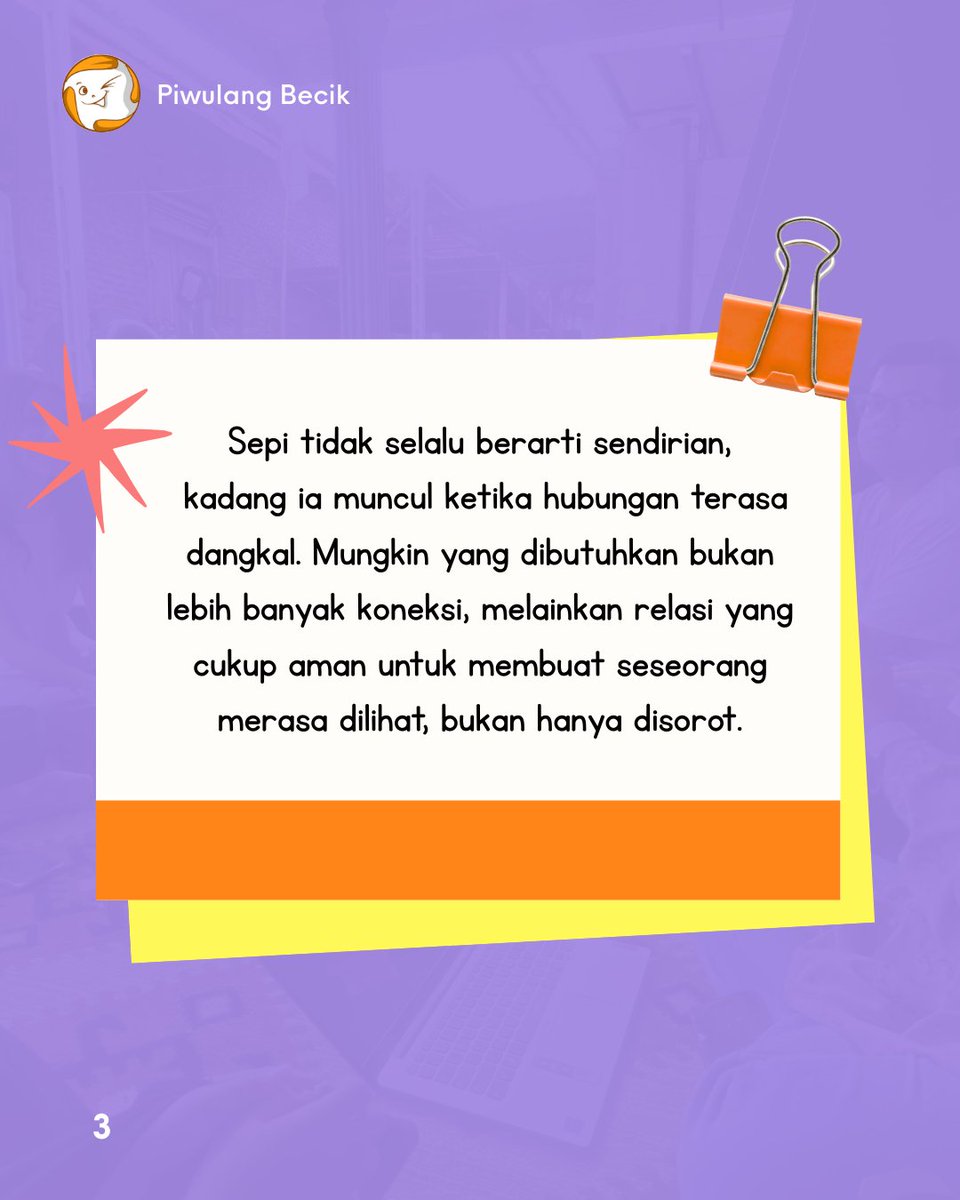 piwulangbecik's tweet image. Kami hidup di dunia yang terasa selalu ramai. Pesan datang setiap saat, grup terus aktif, dan percakapan seolah tidak pernah berhenti. Namun kadang setelah layar ditutup, muncul perasaan yang sulit dijelaskan, seolah tetap ada ruang kosong yang tidak terisi. 

#Mindful #Joyful