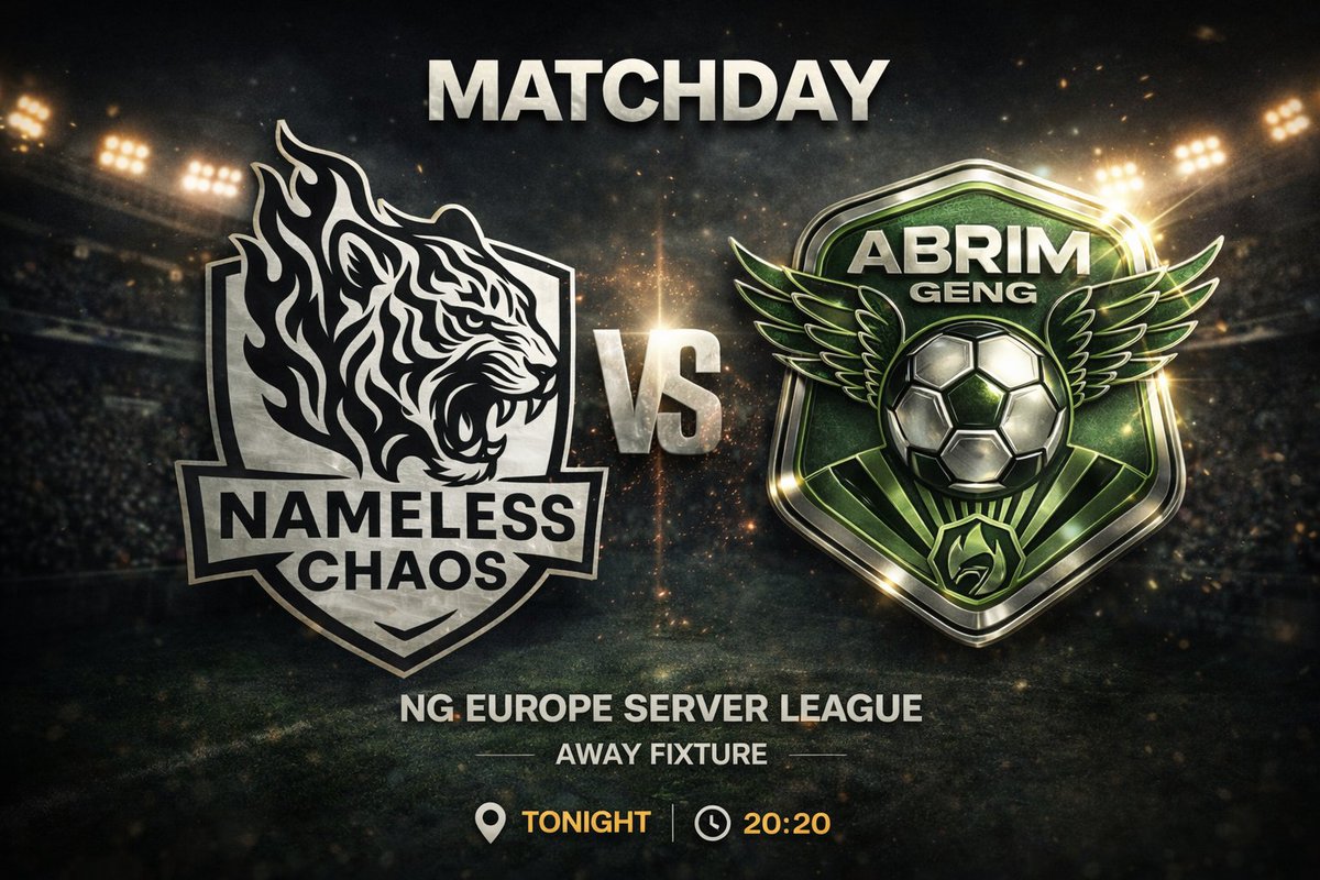 abrimgengfc's tweet photo. MATCHDAY ⚔️
Nameless Chaos EU vs Abrim Geng FC
📍 Away Fixture
🎮 NG Europe Server League
Locked in. Ready for battle. 💚🔥
#AbrimGengFC #NGESL https://t.co/omaMt4EcoP