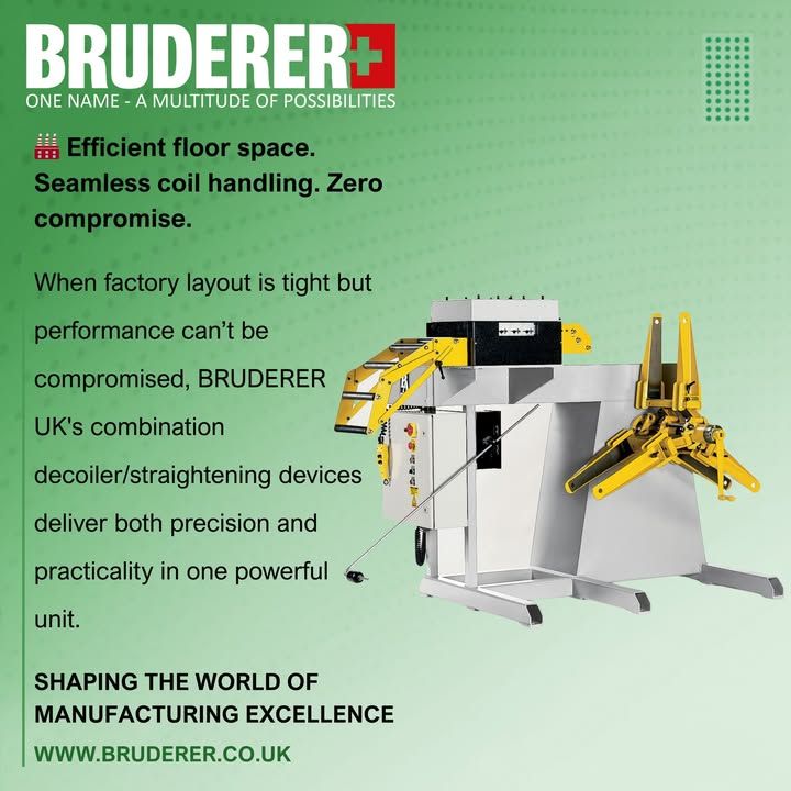 BrudererUK's tweet image. 🏭 Tight floor space? No problem.
BRUDERER UK’s combo decoiler/straightener delivers precision, smooth coil handling, and big performance in a compact unit.
⏱️ Faster setups
📈 Better straightening
🧠 Smart controls
Reclaim your space without compromise. #BRUDERERUK #ukmfg