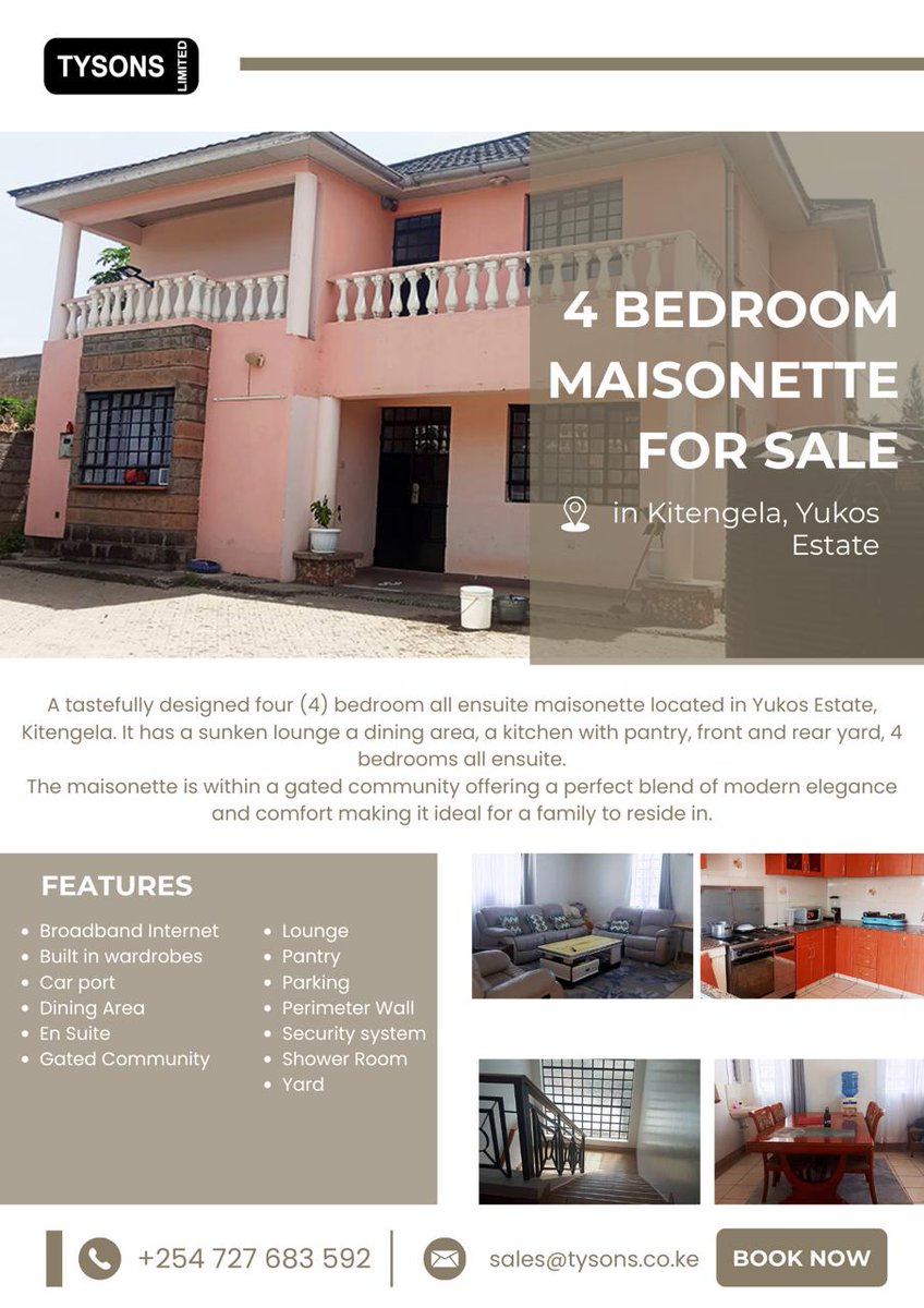 Maisonette for Sale in Kitengela, Yukos Estate

Asking Price -  Kshs 12.5 Million

Click for more info : tinyurl.com/2tpz2ehs