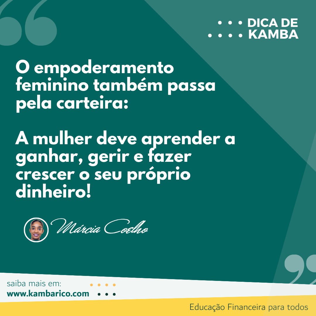 💬 Reflexão do dia

Quando a mulher fortalece a sua relação com o dinheiro, fortalece também a sua voz, as suas decisões e o seu futuro.

✨ Partilha esta mensagem com uma amiga, uma irmã ou uma colega que também precisa de assumir o controlo das suas finanças.