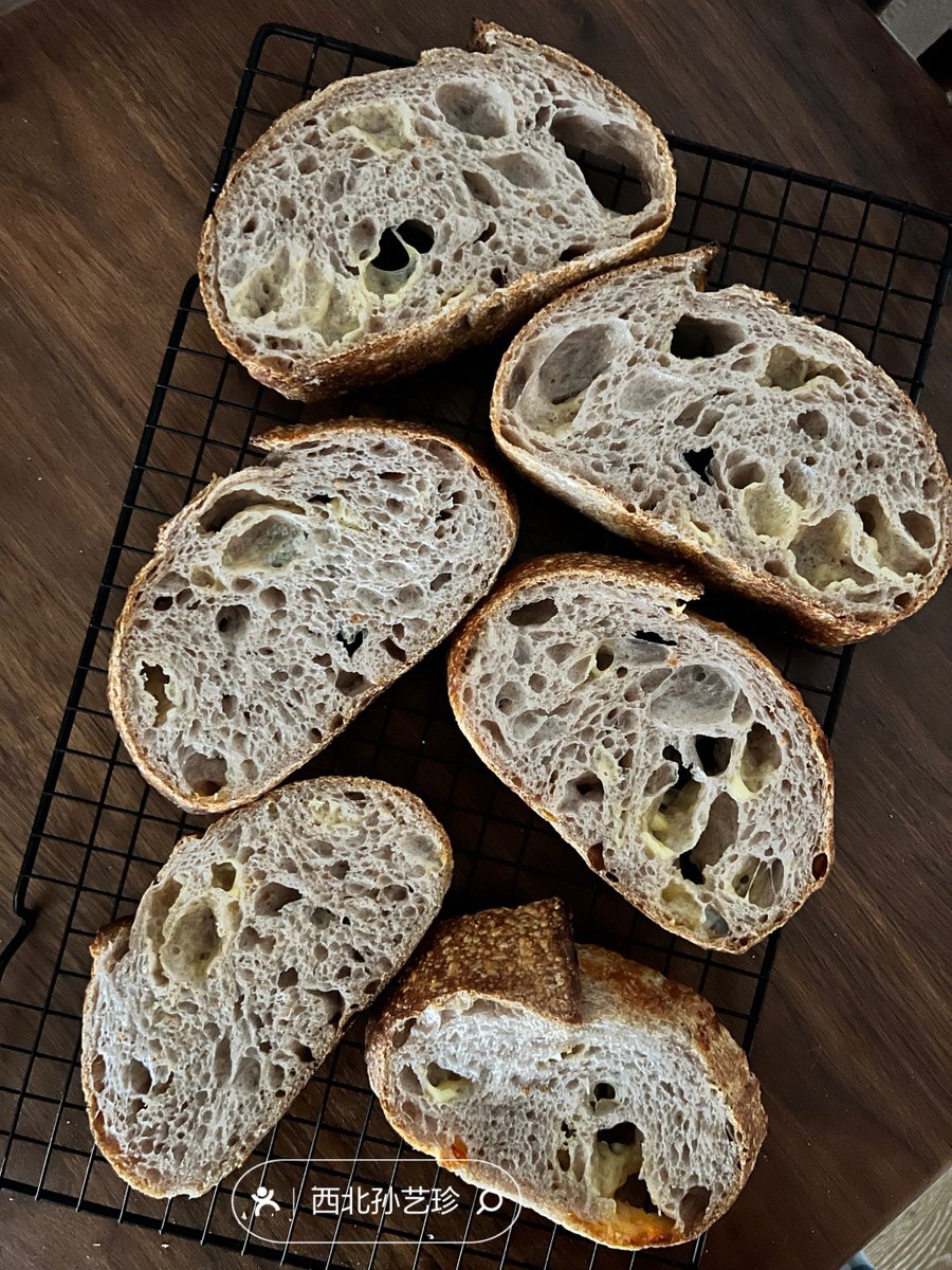 Kaboresadia4's tweet photo. Baked my first sourdough today! Crusty crust, chewy crumb, and that warm yeast aroma Pure joy.  #HomeBaking #SourdoughMagic https://t.co/61lzfPsiZp