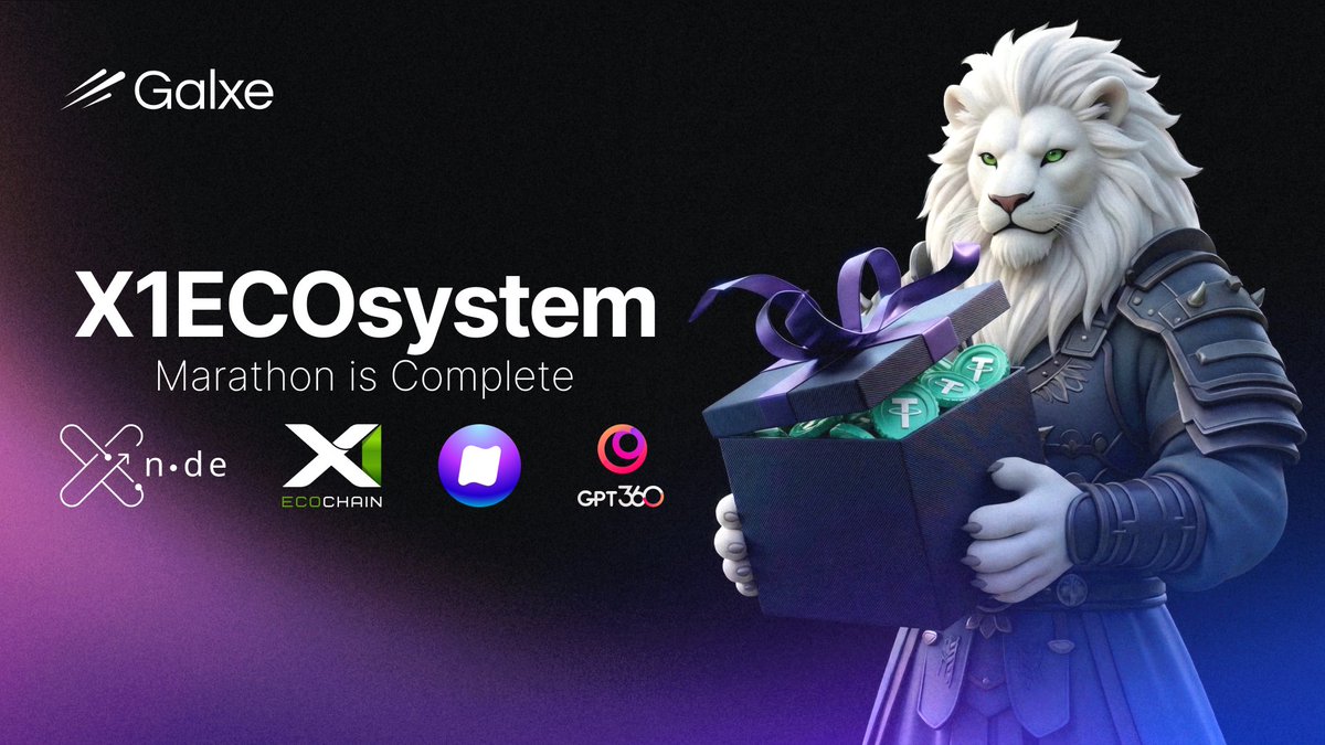 X1ECOSystem Marathon on Galxe is complete! 

👉 Check if you’re one of the lucky ones: app.galxe.com/quest/x1ecocha…

More than 25 000 participants joined the campaign and explored the X1 EcoChain ecosystem, featuring partnerships with projects like <a href="/GPT360_Official/">GPT360</a>, <a href="/xNodePro/">xNode</a> and