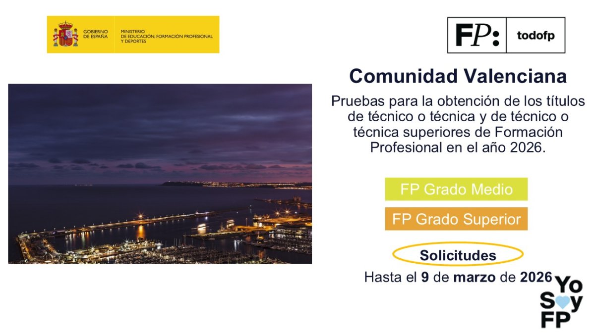 todofp's tweet photo. 📣 #FPValencia. Pruebas para la obtención de títulos de FP. #TodoFP #YosoyFP
🔴 Solicitudes: último día
📣https://t.co/BnMBRK4EjQ https://t.co/I50VD4dt1o