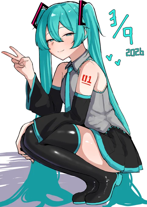 簡単にミク描いたよ〜 #ミクの日