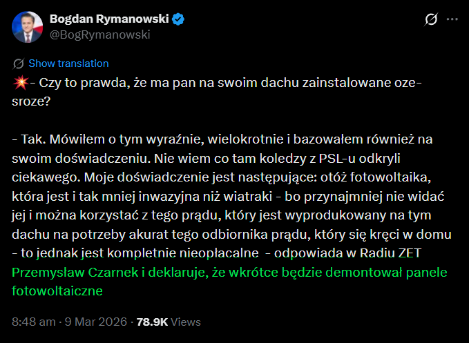 Mówię wam, jesteśmy o krok od propozycji zakopywania węgla pod ziemią, żeby górnicy mieli co kopać.