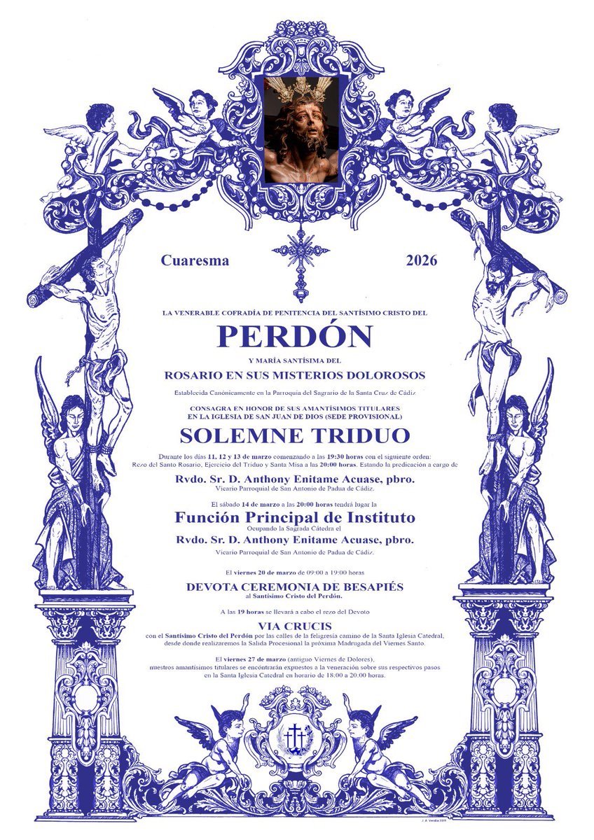 CofradiaPerdon's tweet photo. Comienzan los Cultos Cuaresmales.
Hoy nuestra Cofradía cumple 91 años de su fundación

Lunes, Lunes del Perdón solidario.
Miércoles, Jueves y Viernes Solemne Triduo
Sábado Solemne Función Principal de Instituto
Domingo Lunes del Perdón, concierto de la Agrupación Musical Polillas https://t.co/EMr2h3kAGl