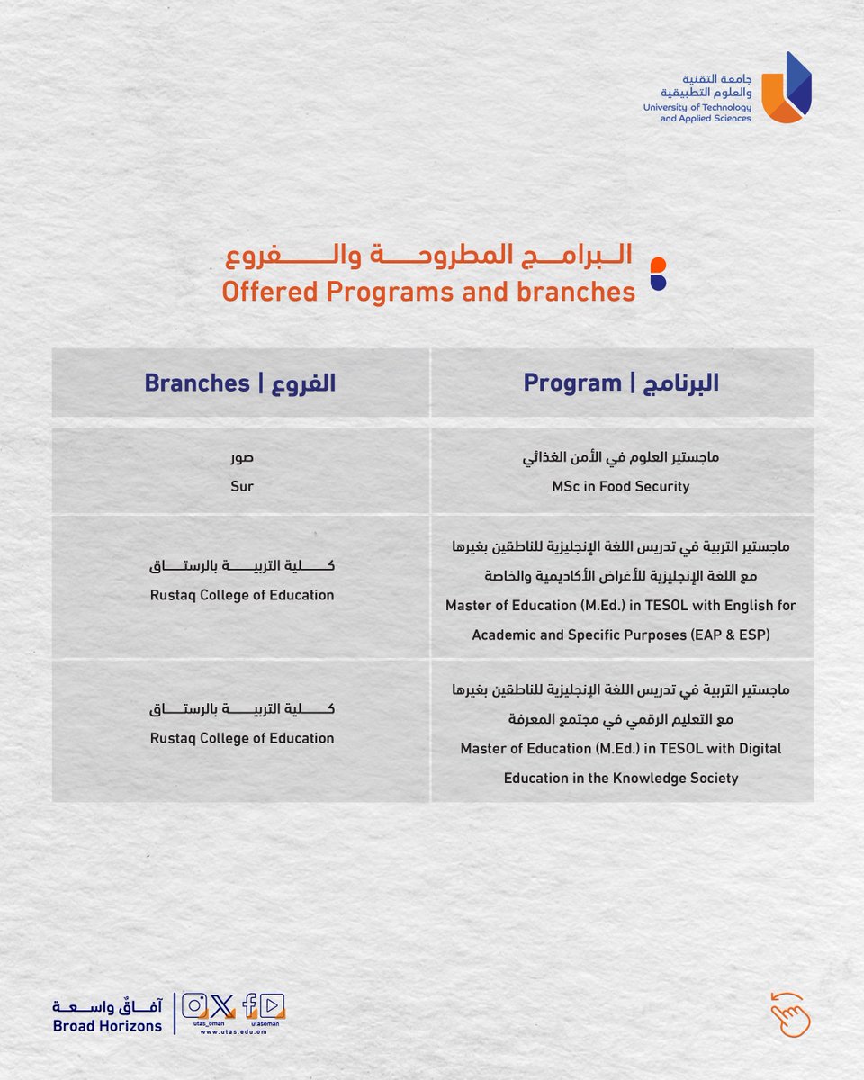 جامعة التقنية والعلوم التطبيقية tweet media