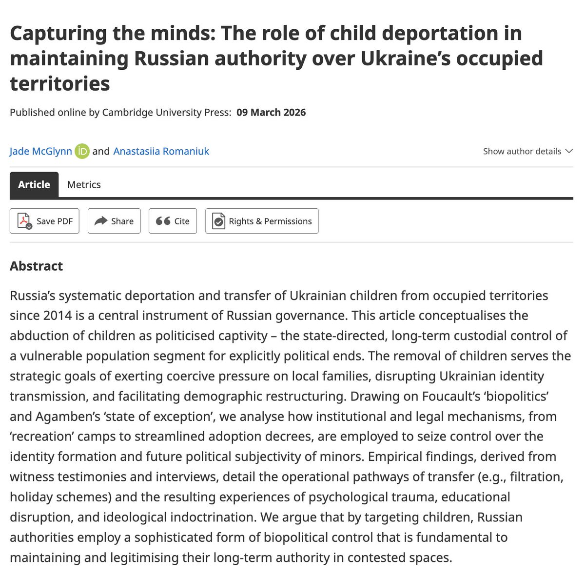 European Journal of International Security tweet media