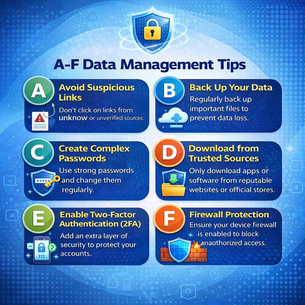 ConsumersNCC's tweet photo. Tip of the Day: Track Your Data
Post: 
A-F Data management tips
💡 For a better Quality of Experience (QoE)
#QoE #DataTips #ConsumersNCC #DataDepletion https://t.co/VWzRYiETEa