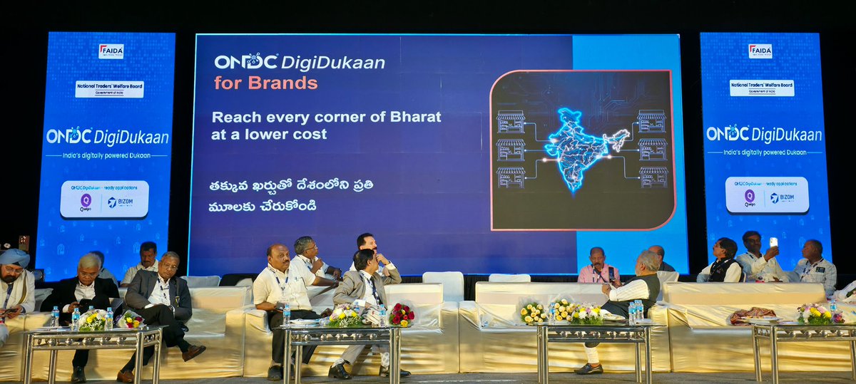 SunilSinghiIND's tweet photo. The Board facilitated this first-of-its-kind Trader–Tech platform with the launch of DigiDukaan, an initiative of ONDC, connecting retailers, distributors and brands on an open digital network and integrating commerce with technology-driven logistics solutions.

It is a significant step in India’s digital trade transformation, aligned with the vision of Digital India under the leadership of Hon’ble Prime Minister @narendramodi ji. DigiDukaan, along with Qwipo and Bizom on ONDC, is driving a new tech revolution in India’s trade ecosystem, while reaffirming the indispensable role of distributors and retailers as the backbone of India’s supply chain and last-mile retail network.

The traders have expressed heartfelt gratitude with a standing ovation for Hon’ble Prime Minister Shri Narendra Modi Ji for transformative decisions such as income tax relief up to ₹12 lakh, GST 2.0 reforms, and the Swadeshi spirit through Atmanirbhar Bharat.

Reiterated the Board’s efforts to institutionalise traders’ welfare by encouraging the establishment of State and District-level Traders’ Welfare Boards along with Trade Facilitation Centres, ensuring stronger representation, policy support and greater ease of doing business for traders across India.

#NTWB
#FederationofAllIndiaDistributorsAssociations #ONDC #DigiDukaan #DigitalIndia