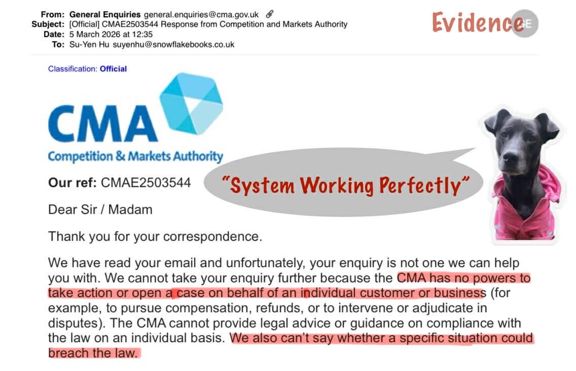 snowflakebooks's tweet photo. National regulators inactive
⚖️ Who’s responsible when UK higher education fails?
OfS → contact OIA/CMA
OIA → declined
CMA → notify Department for Education
DfE → no action
MP Layla Moran → no action yet
#RegulatoryCollapse #HigherEdPolicy @LaylaMoran @PrivateEyeNews https://t.co/1N26M6qyBI