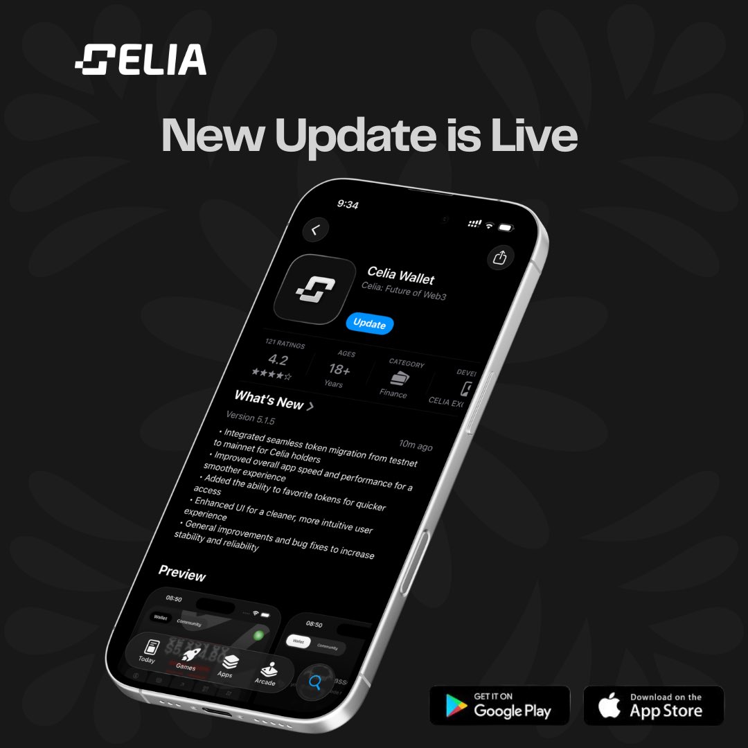 Celians, have you updated your app yet?
If you haven't, Update your Celia app and let us know what you think!

Mainnet KYC now open for all’ and
$CELIA Token Mainnet migration starts tomorrow 🚀