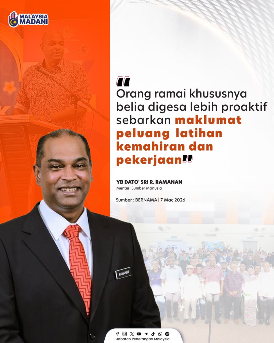 JPenerangan's tweet photo. Masih ramai anak muda termasuk pelajar &amp; siswazah yang belum ambil peluang promosikan program latihan atau inisiatif pembangunan kemahiran. 🎯📢

#RancakkanMADANI
#MADANIBekerja
#TaatSetia
#JabatanPenerangan https://t.co/6wpqbAOxfn