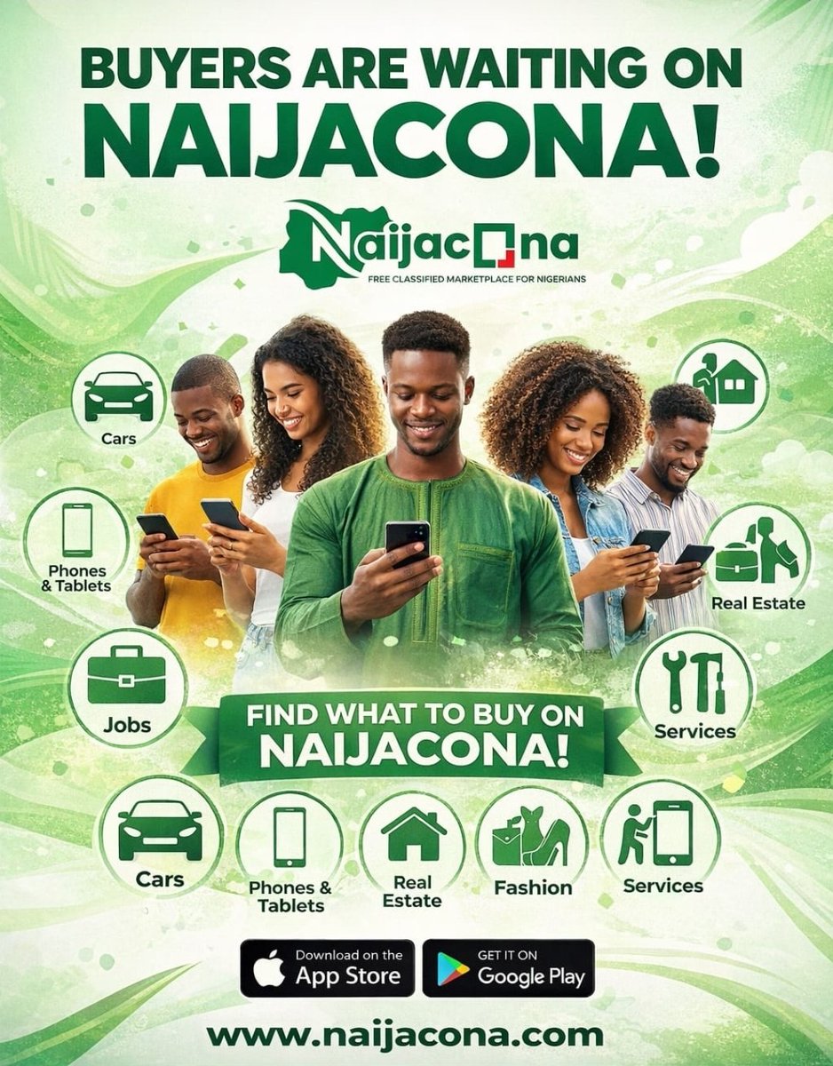 naijacona's tweet photo. Looking for a marketplace you can actually trust? Buy and sell with total confidence only on https://t.co/aqvu9Lo75O Nigeria’s #1 verified platform for secure deals.
Don’t risk it elsewhere; join the community where safety comes first. Visit NaijaCona today naijacona https://t.co/IAEJWF1VM7