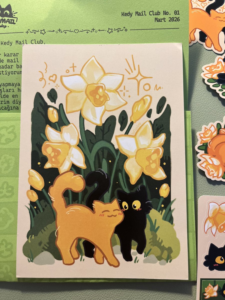 Stickerların güzelliğine bakın, sanırım kartpostalı da duvarıma asacağım aşırı tatlı 🥲Bunlar en sevdiğim sticker mağazalarından birinin ilk aylık sticker kulübü postası. Bu ayın temasına, renk paletine bayıldım, diğer ayları merakla bekliyorum