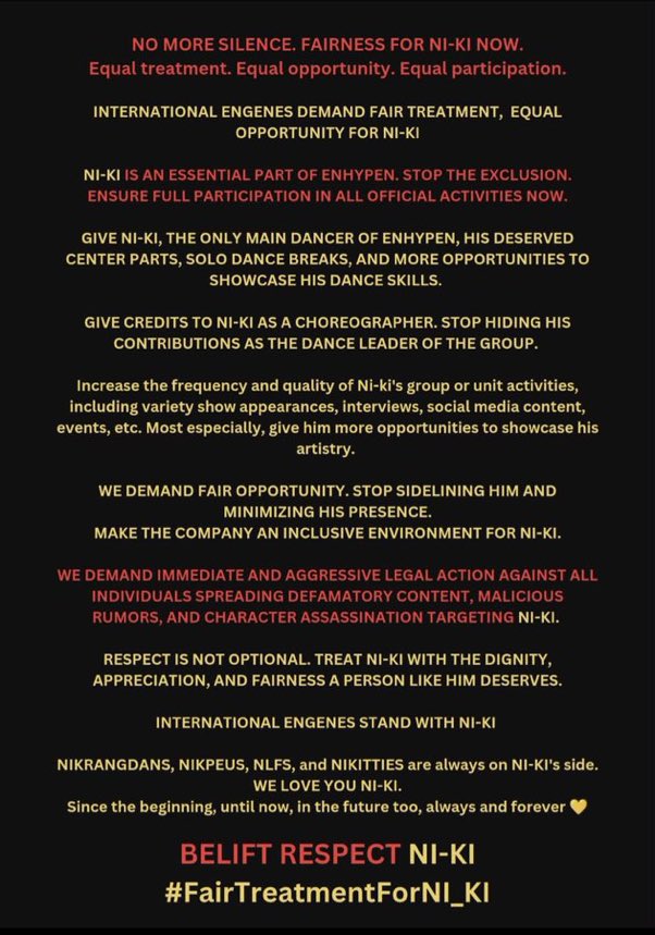 คือกูก็ทำไรไม่ได้นอกจากเทรนแท้ก ก็จะทำ เพราะมึงมันชั่วอีบีลีฟ มึงทำกับเด็กคนนึงแบบนี้เหมือนทิ้งเขาไว้ข้างหลัง ทั้ง ๆ ที่พี่ ๆ เขารักเขาถนอมของเขามา ลูกอีnortad
BELIFT RESPECT NI-KI
#FairTreatmentForNI_KI 
<a href="/BELIFTLAB/">BELIFT LAB</a> <a href="/ENHYPEN/">ENHYPEN OFFICIAL</a>