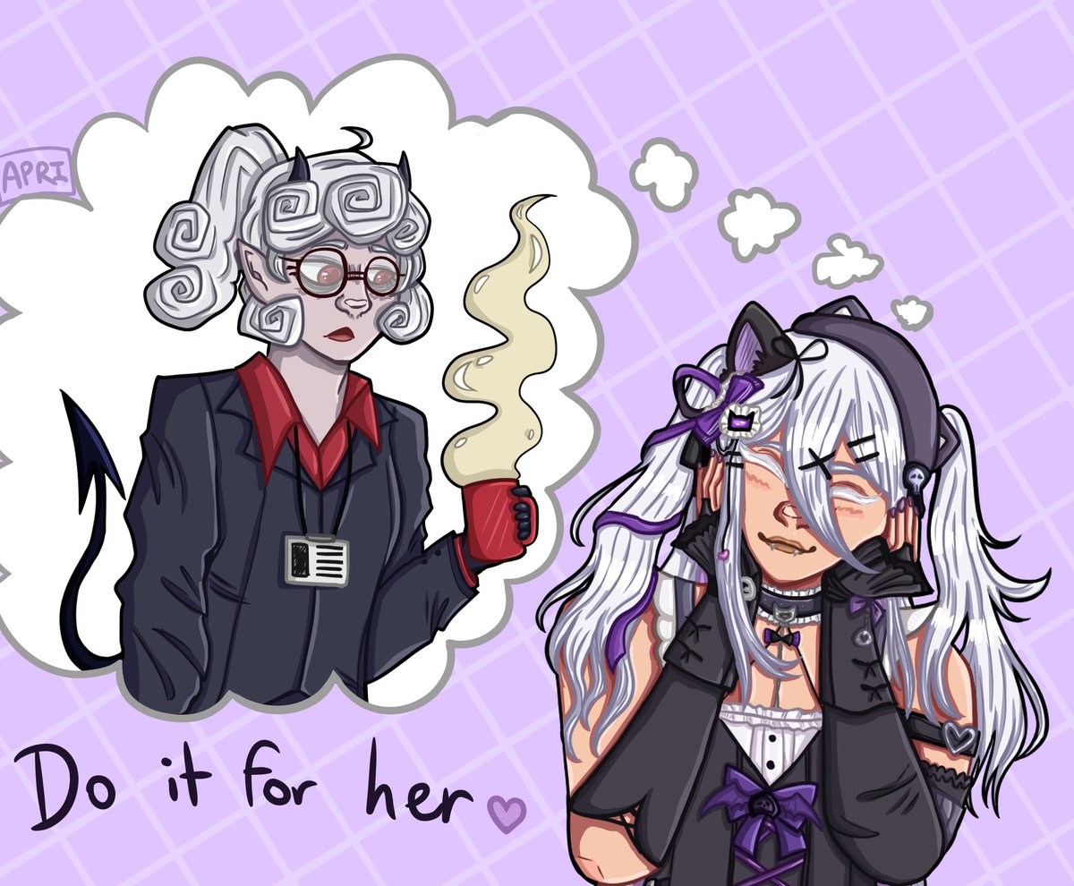 Apricotflyer's tweet photo. Really enjoyed @ismofusoft Helltaker stream the other week and wanted to create some art for Mofu! So here she is, thinking of her favourite demon girl from the game 💖#ismofuart (Lets gooo first art in the art tag) https://t.co/TKUGzuyUSW