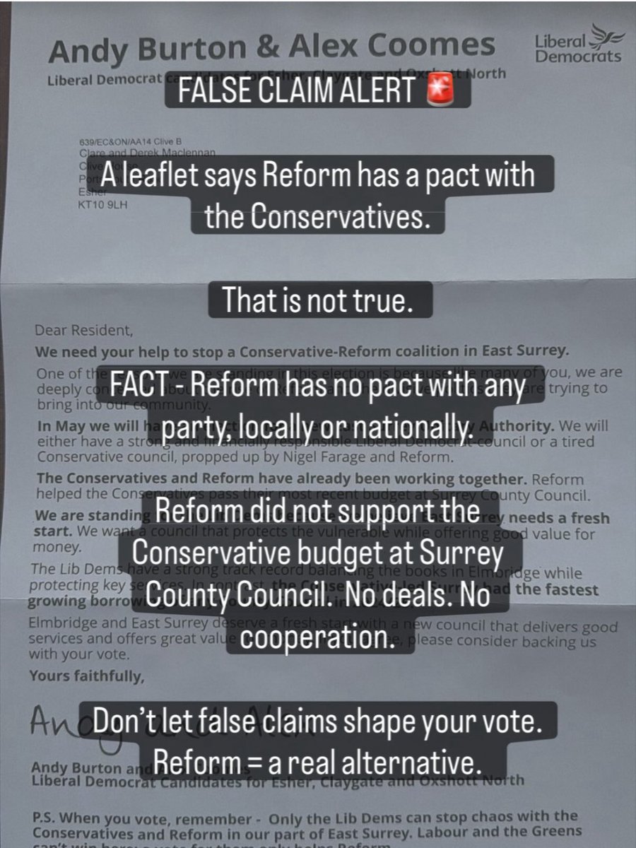 Reform UK Esher & Walton Branch tweet media