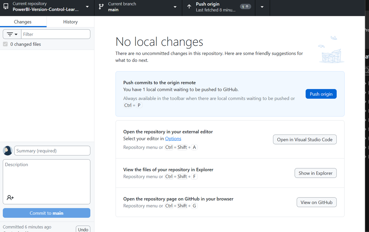 techiehub_28's tweet image. Learned about version control in Power BI over the weekend! 

I set up 2 folders to simulate 2 developers: push, pull, and sync changes using GitHub Desktop &amp;amp; Cloud.

Collaboration made easy, no more emailing files back and forth! 🙂

#PowerBI #GitHub #VersionControl