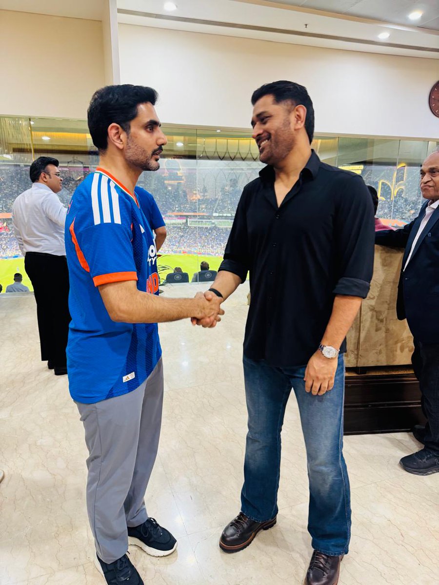 LN_Updates1's tweet image. Was great to meet 
@ICC
 chairman 
@JayShah
 garu, along with cricketing legends 
@msdhoni
, 
@ImRo45
 and 
 I complimented Jay bhai for the superlative show in organizing the T20 World Cup and delivering the highest crowd turnouts and viewership.  
#INDvNZ 
#T20WorldCup2026final