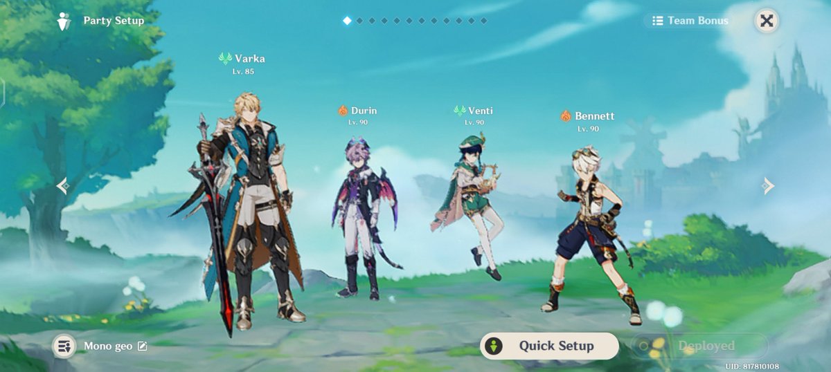 Naraku_19's tweet photo. This team's damage is really bad, only venti and durin who's constantly give damage. Varka what happen? https://t.co/ndaD5Un4nf