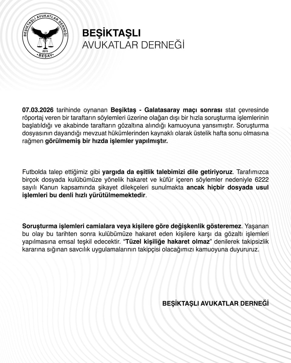 Beşiktaşlı Avukatlar Derneği tweet media