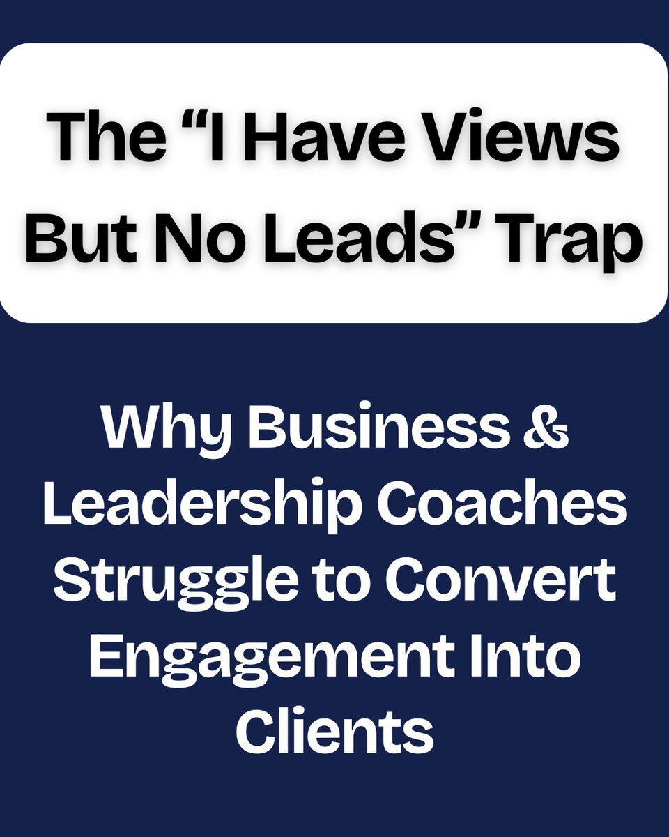 Views &amp; likes ≠ clients. Many business &amp; leadership coaches struggle with predictable client flow. Build an inbound system that converts attention into leads, not just engagement.

#BusinessCoach #LeadershipCoach #LeadGeneration #ClientAcquisition