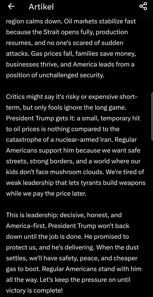 Auf Trumps "Truth Social". "Nur Idioten erkennen die Langzeit- Vorteile für den Ölpreis nicht."
Bisher waren seine wirtschaftlichen Prognosen alles andere als zutreffend. Seine Zölle schadeten der Weltwirtschaft, waren im Grunde eine Steuererhöhung für die US Bürger mit geringen