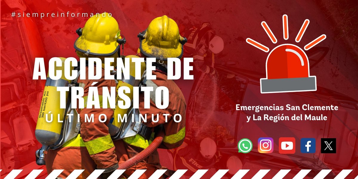 EMERGENCIASVII's tweet photo. 🔴[PARRAL]
⚠️AHORA: Se despachan equipos de emergencias de Parral hasta Ruta 5 sur antes de enlace bullileo por accidente de tránsito, el que se trataría de volcamiento de vehículo menor. Hasta el momento se desconoce cantidad de lesionados.

#SIEMPRE_INFORMANDO https://t.co/h8iRZ6DNiM